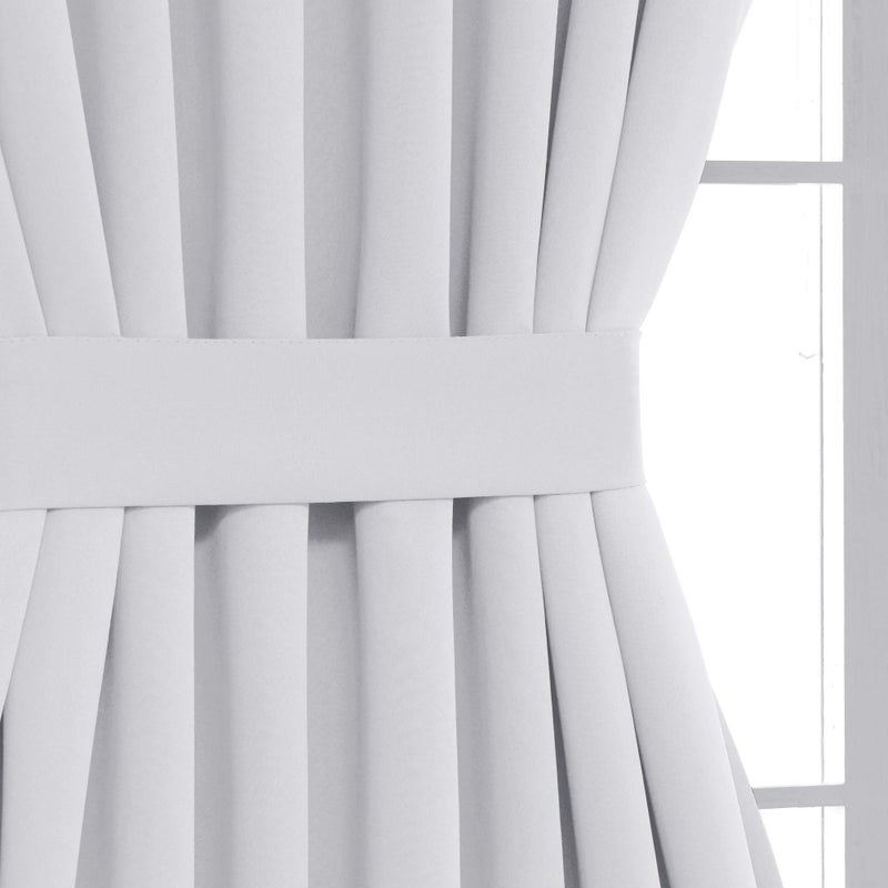 Deconovo Blackout Door Curtain for Glass Doors & Sidelights, Thermal Insulated Privacy Panel with Dual Rod Pockets & Adjustable Tieback, Machineâ€‘Washable Curtain (25W x 40L, Greyish White, 1 Panel) - Image 4